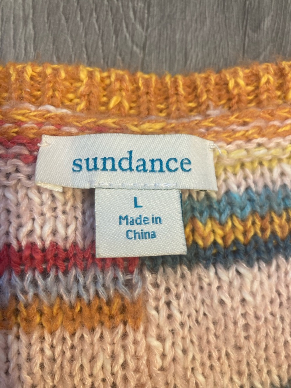 SUNDANCE Symphony Striped V-Neck Multicolor Lightweight Oversized Sweater Boho L - Picture 12 of 13